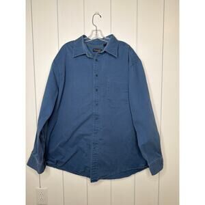 Roundtree & Yorke Denim Button Up Shirt Men’s 3XT Blue Cotton Pocket